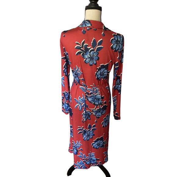 NWT - Zara Floral Print Midi Dress Red/Blue Women's Size: Small - Picture 6 of 7
